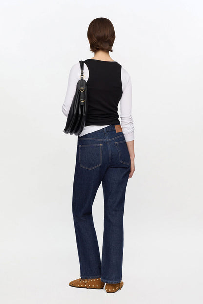 Betzy Cropped Jeans in Dark Rinse Denim