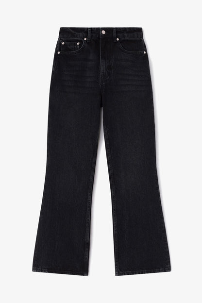 Betzy Cropped Jeans in Black Rigid Denim