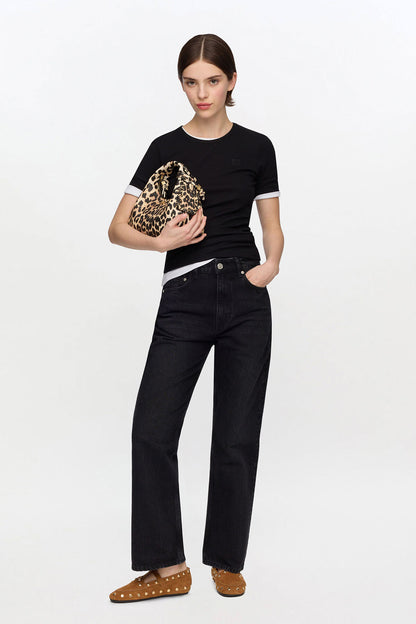 Betzy Cropped Jeans in Black Rigid Denim