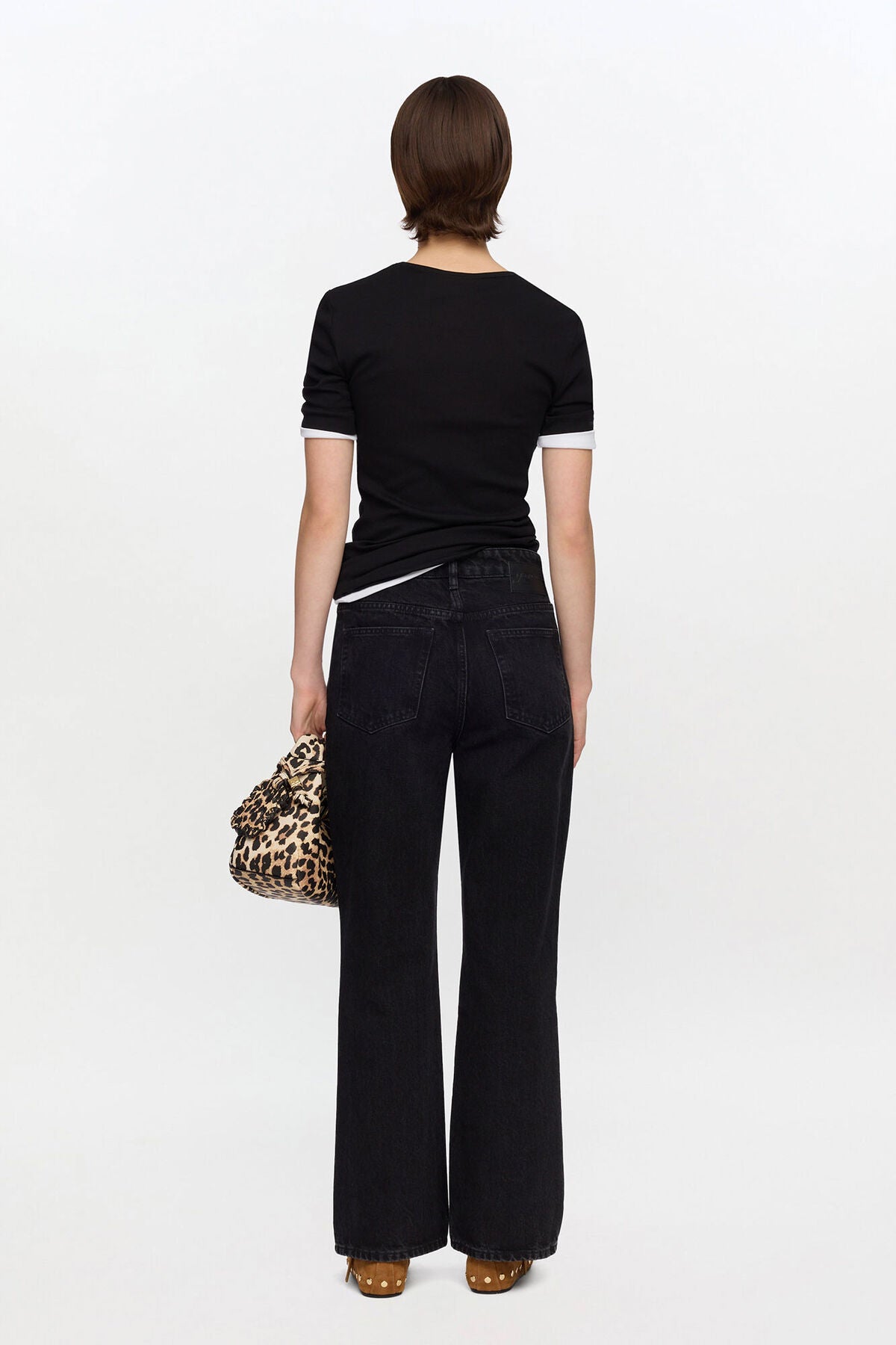 Betzy Cropped Jeans in Black Rigid Denim