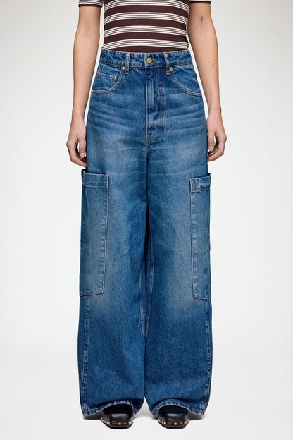 Baggy Cargo Jeans in Rigid Denim