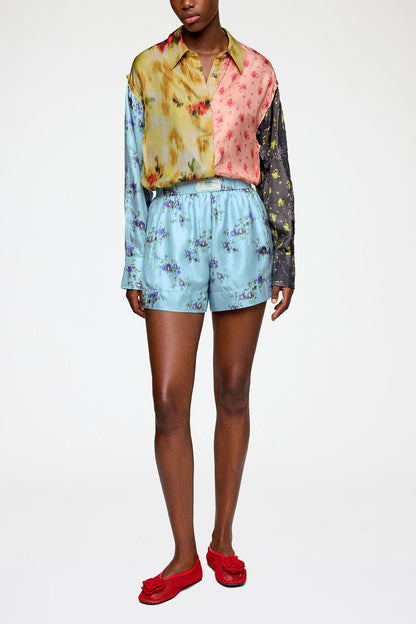 Shorts in Printed Silk