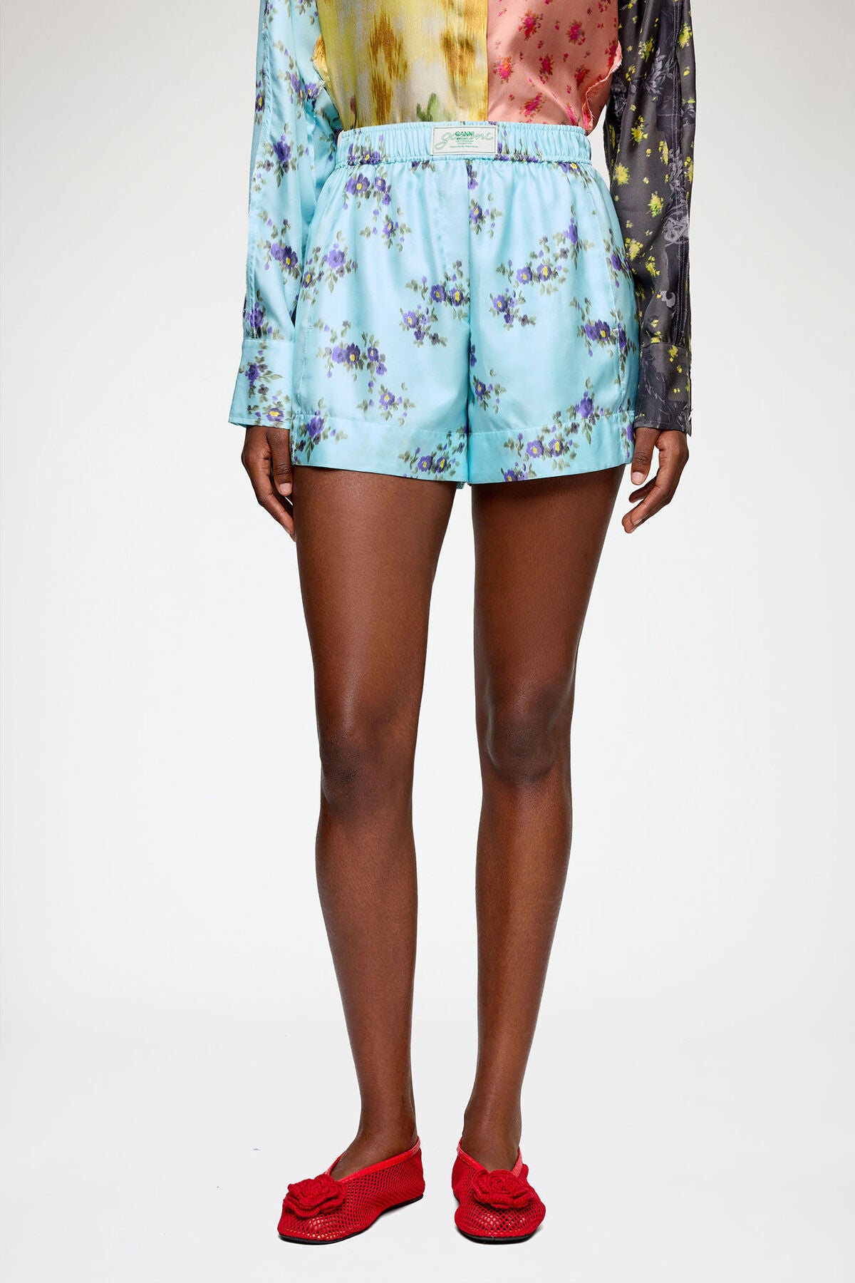 Shorts in Printed Silk