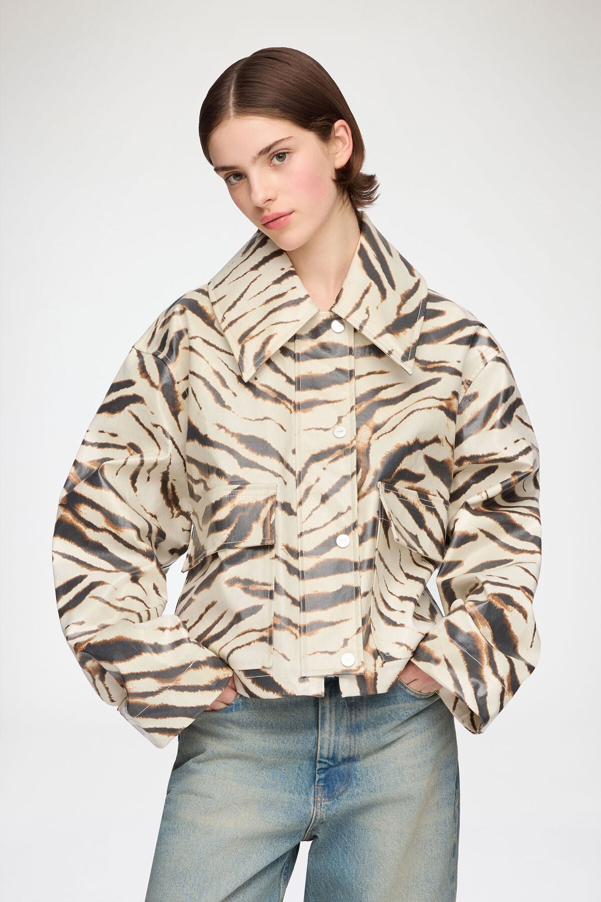 Jacket in Laminated Zebra