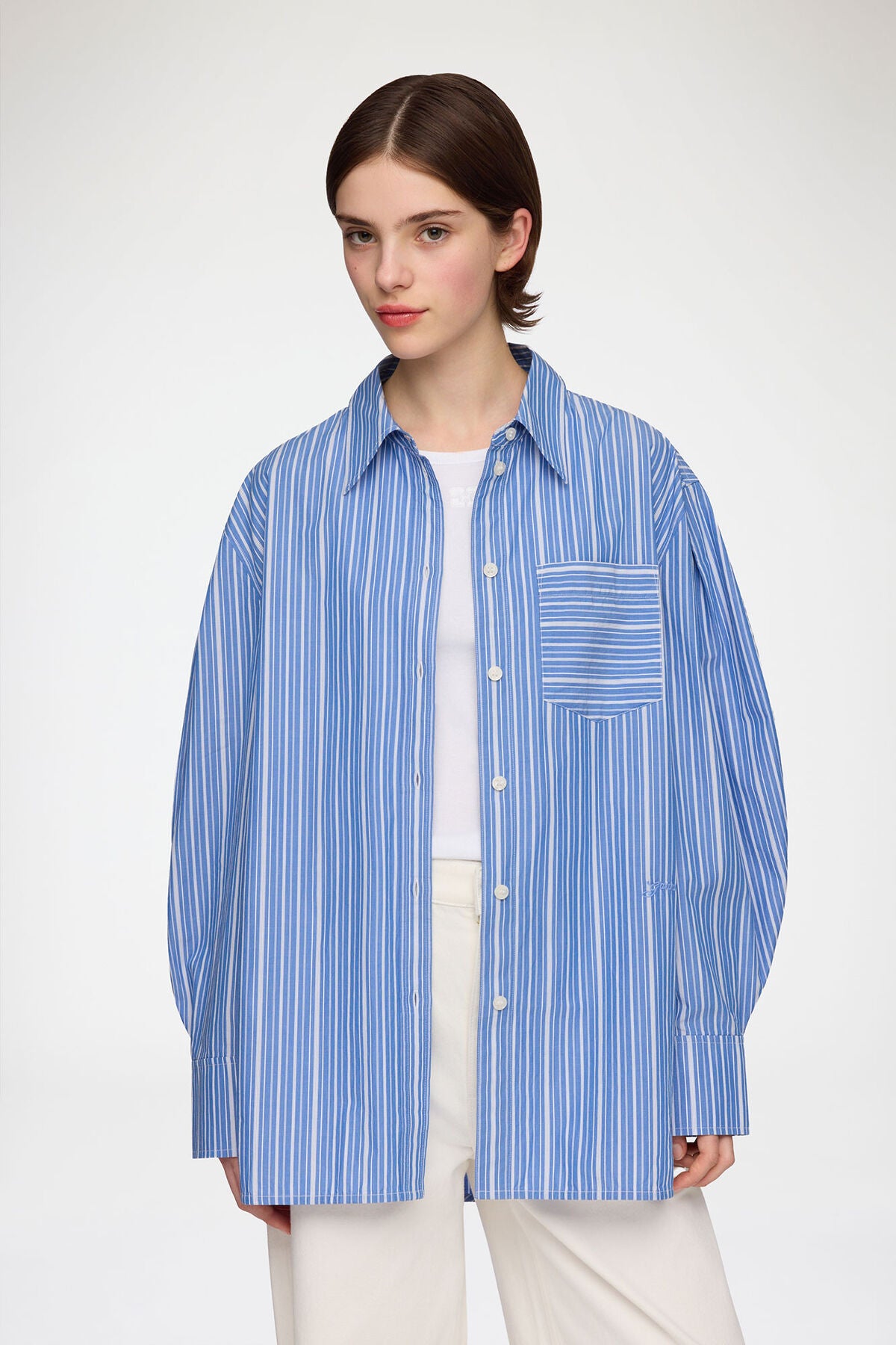 Shirt in Striped Cotton