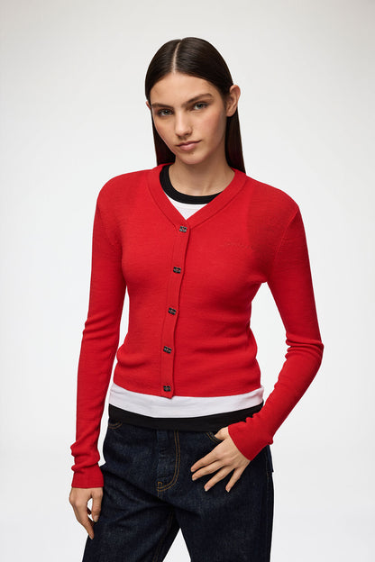 Cardigan in Red Merino