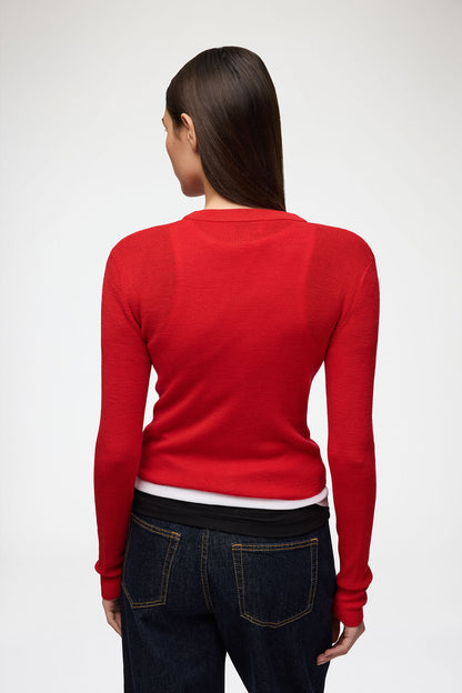 Cardigan in Red Merino