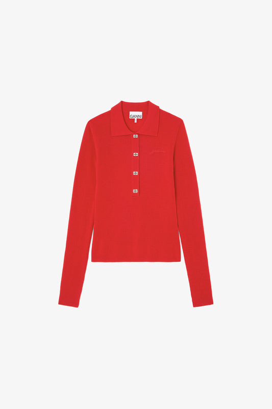Polo Shirt in Red Merino