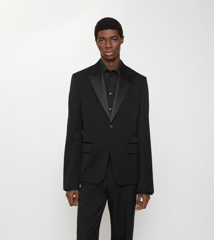 Grain de Poudre Wool Tuxedo Jacket in Black