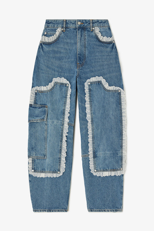 Audri Lace Jeans in Rigid Denim