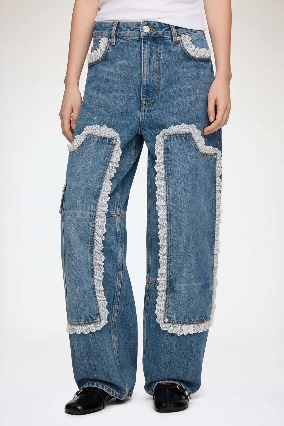 Audri Lace Jeans in Rigid Denim
