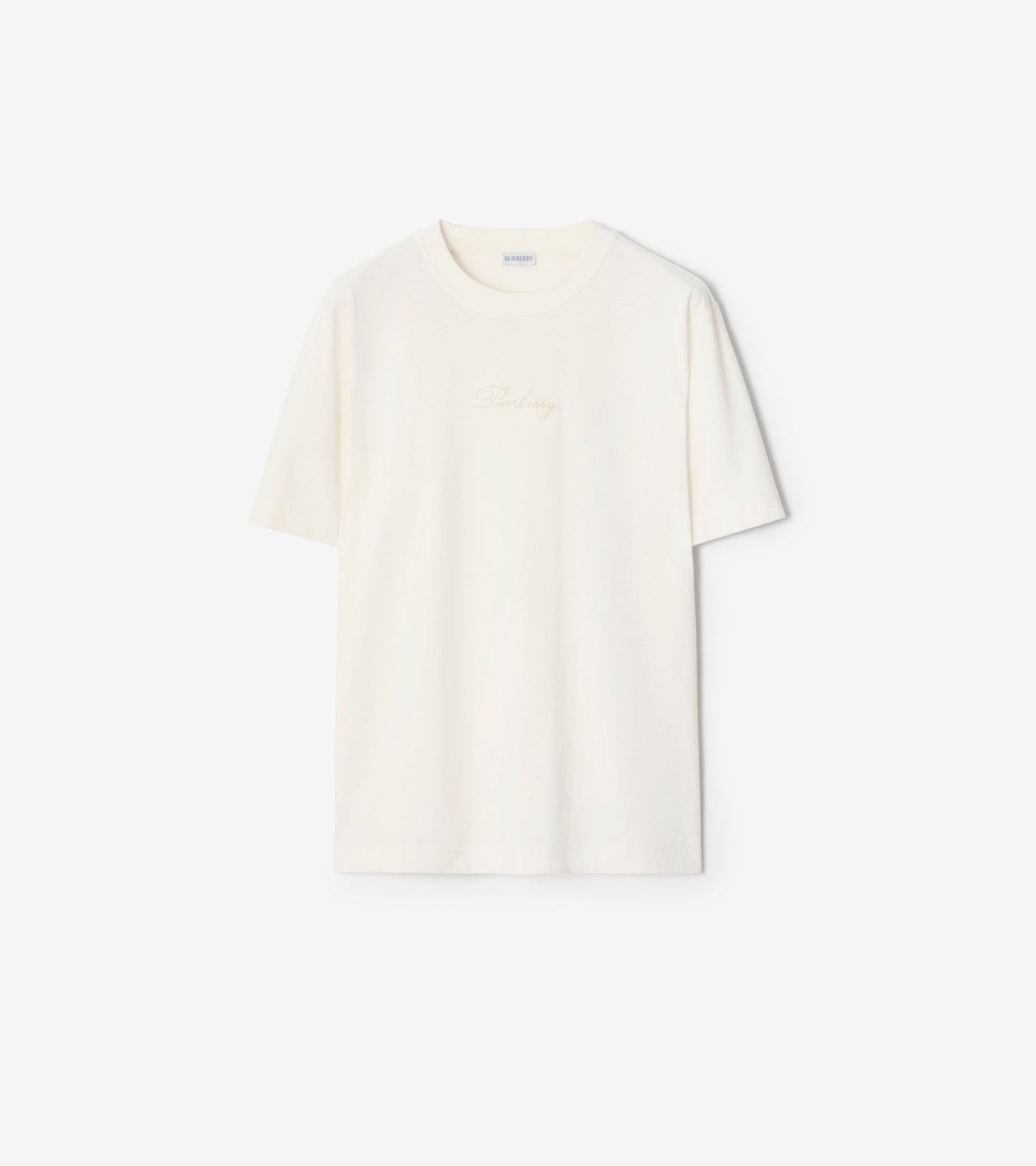 Check Cursive Logo Cotton T-shirt in Chalk white