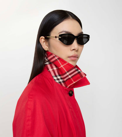 Knight Metal Cat-eye Sunglasses in Black