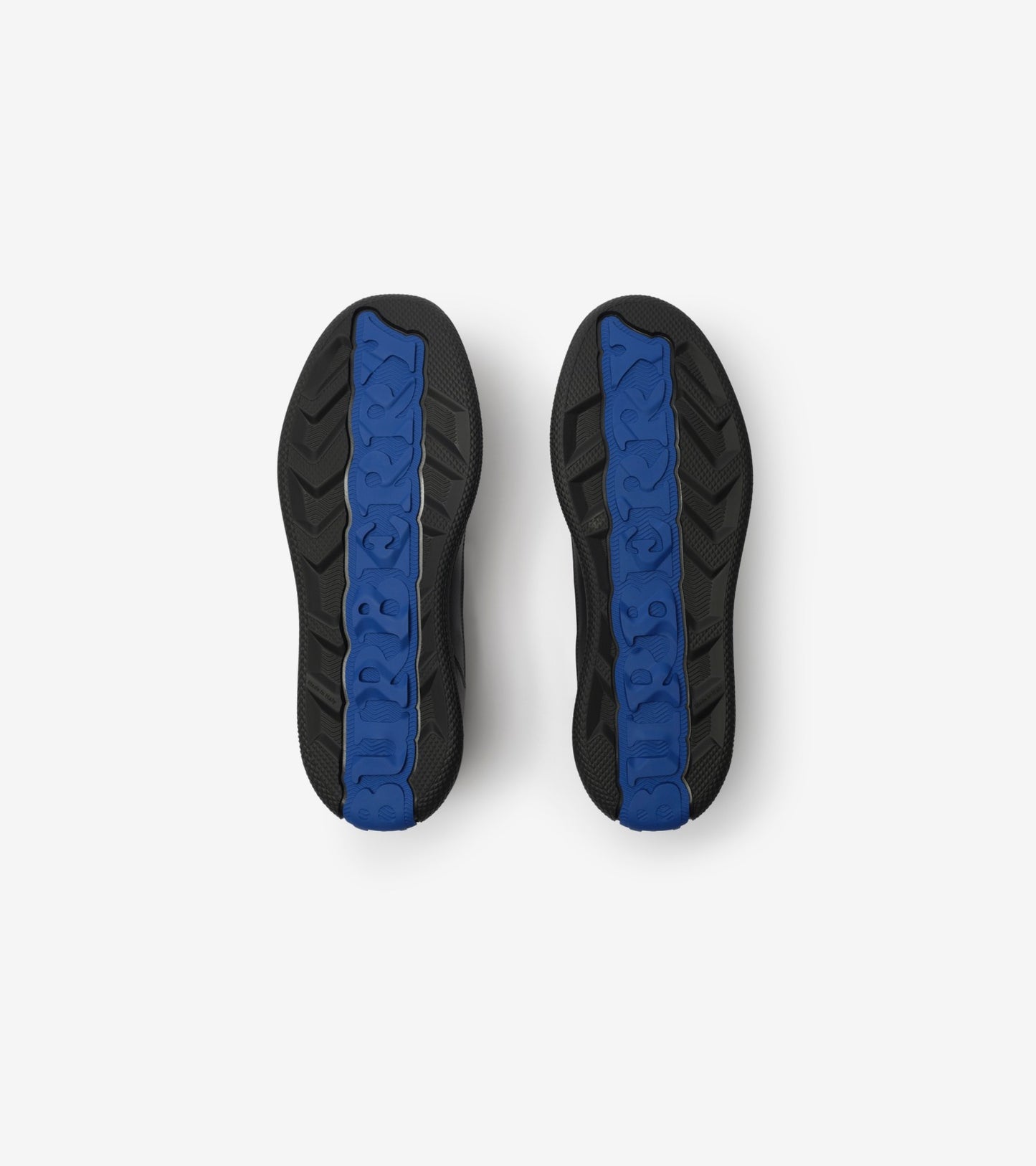 Leather and Check Terrace Sneakers in Black/wave blue