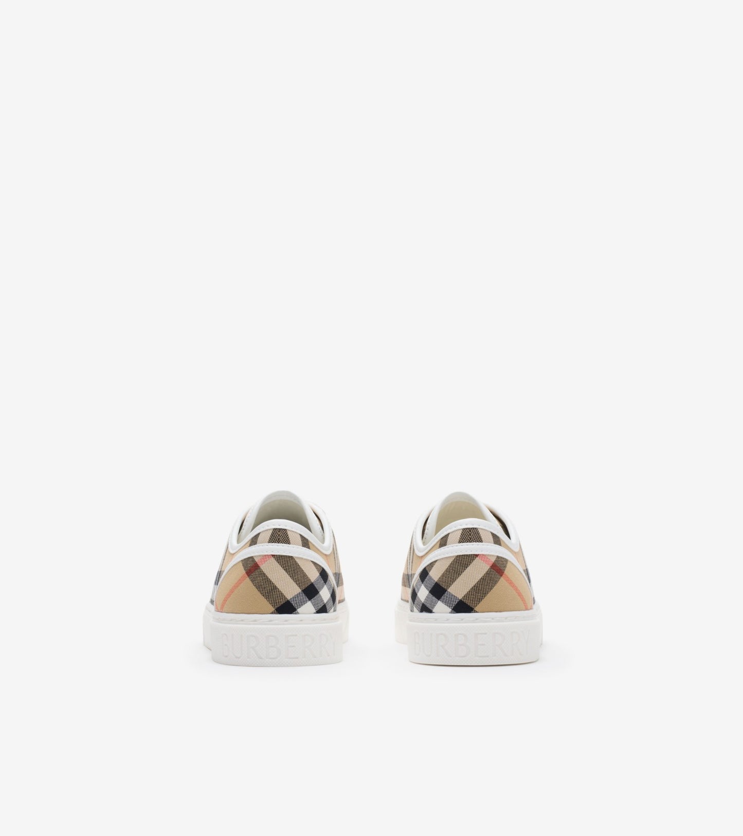 Check Cotton Sneakers in Sand beige - Children