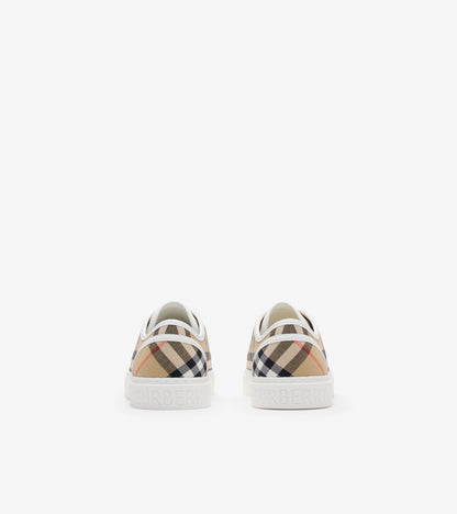 Check Cotton Sneakers in Sand beige - Children
