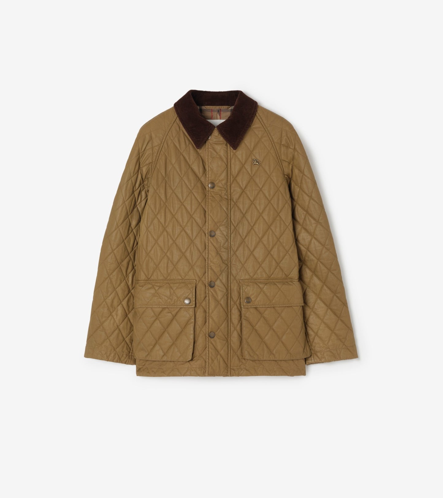 Quilted Coated Cotton Barn Jacket in Walrus brown/hemlock beige