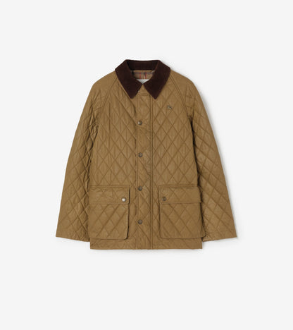 Quilted Coated Cotton Barn Jacket in Walrus brown/hemlock beige