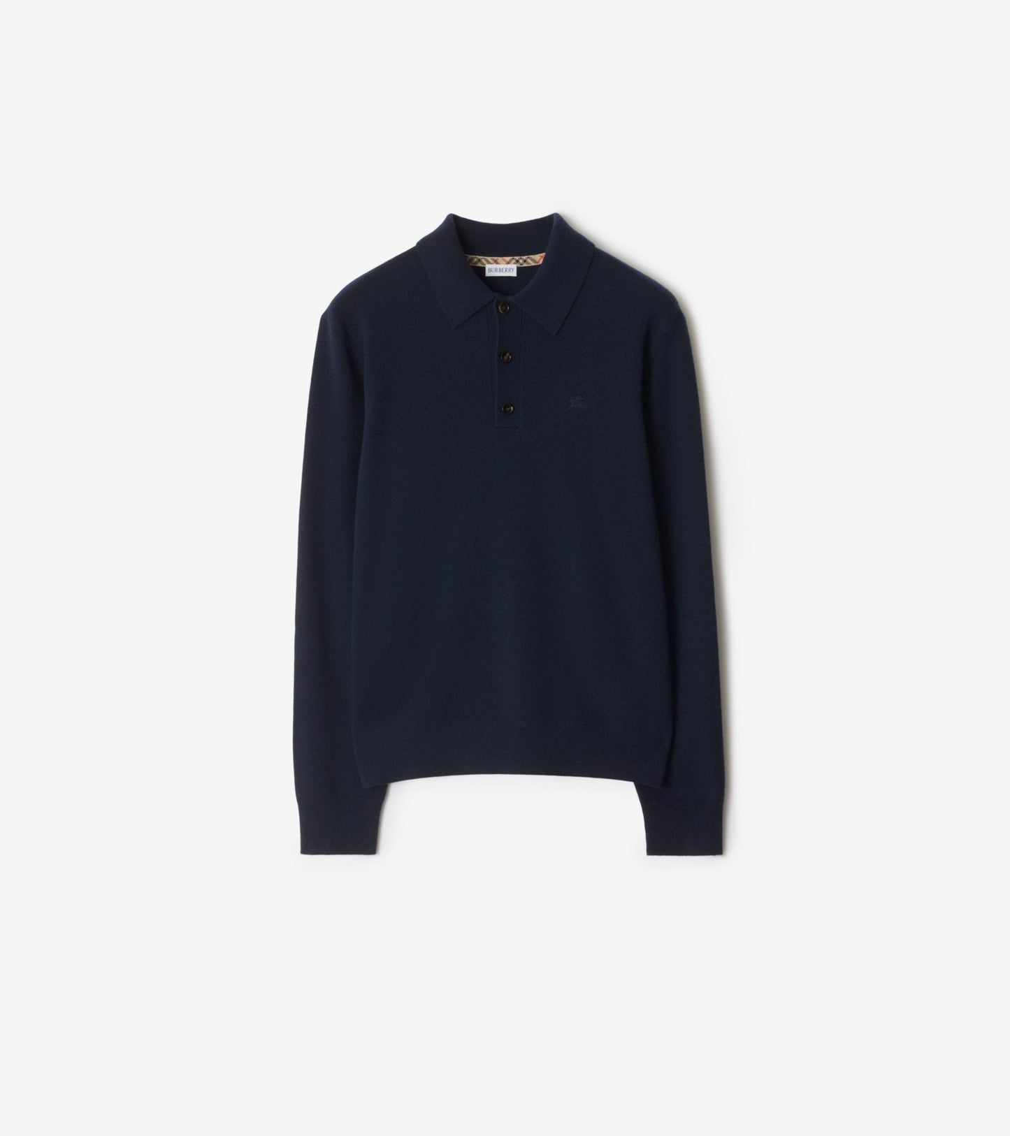 Long-sleeve Cashmere Blend Polo Shirt in Scorched brown