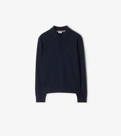 Long-sleeve Cashmere Blend Polo Shirt in Scorched brown