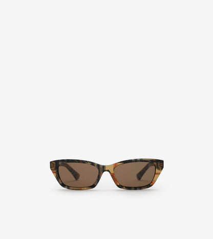Gradient Check Rectangular Sunglasses in Sand