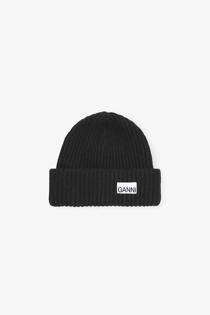 Oversized Wool Rib Knit Beanie