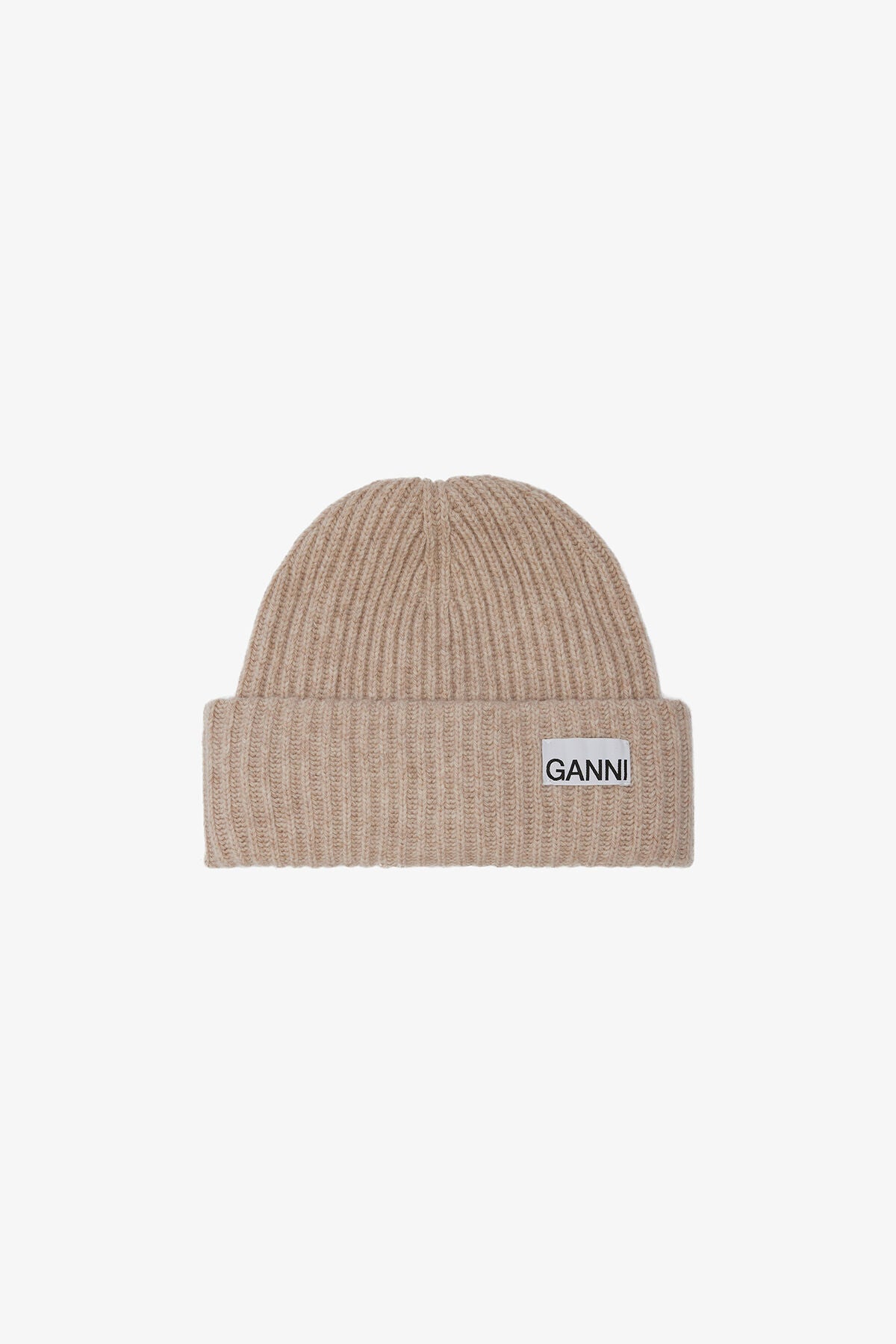 Oversized Wool Rib Knit Beanie