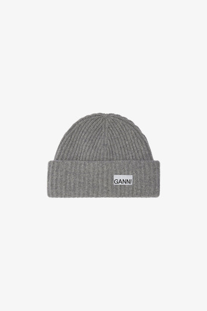 Oversized Wool Rib Knit Beanie