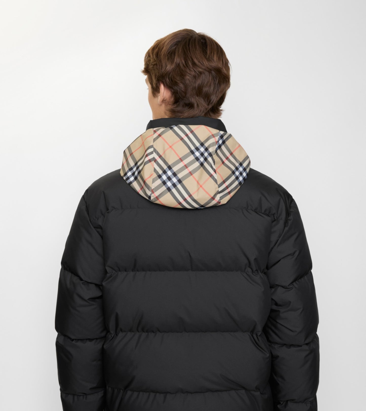 Checker-tape Snowdon Puffer Jacket in Black