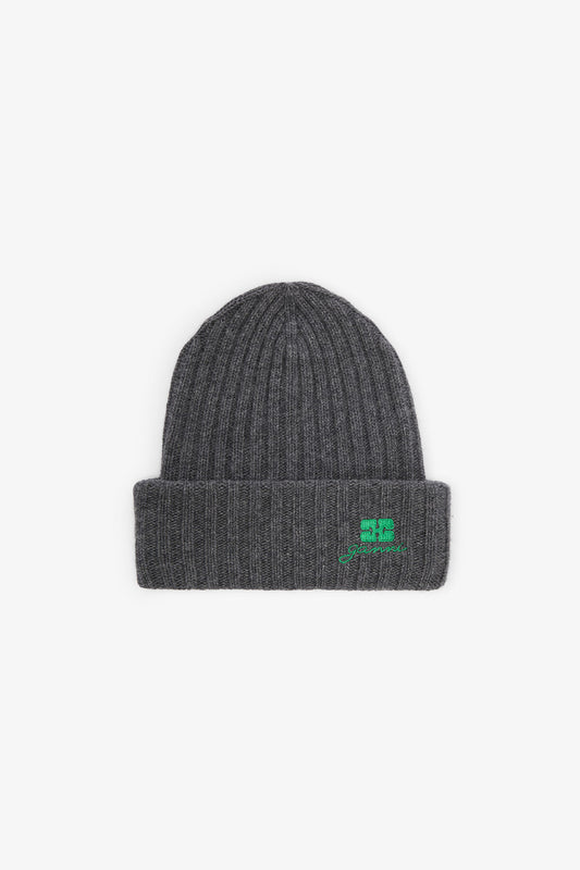 Grey Wool Knit Beanie