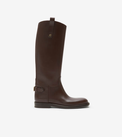 Leather Cavalier Boots in Black
