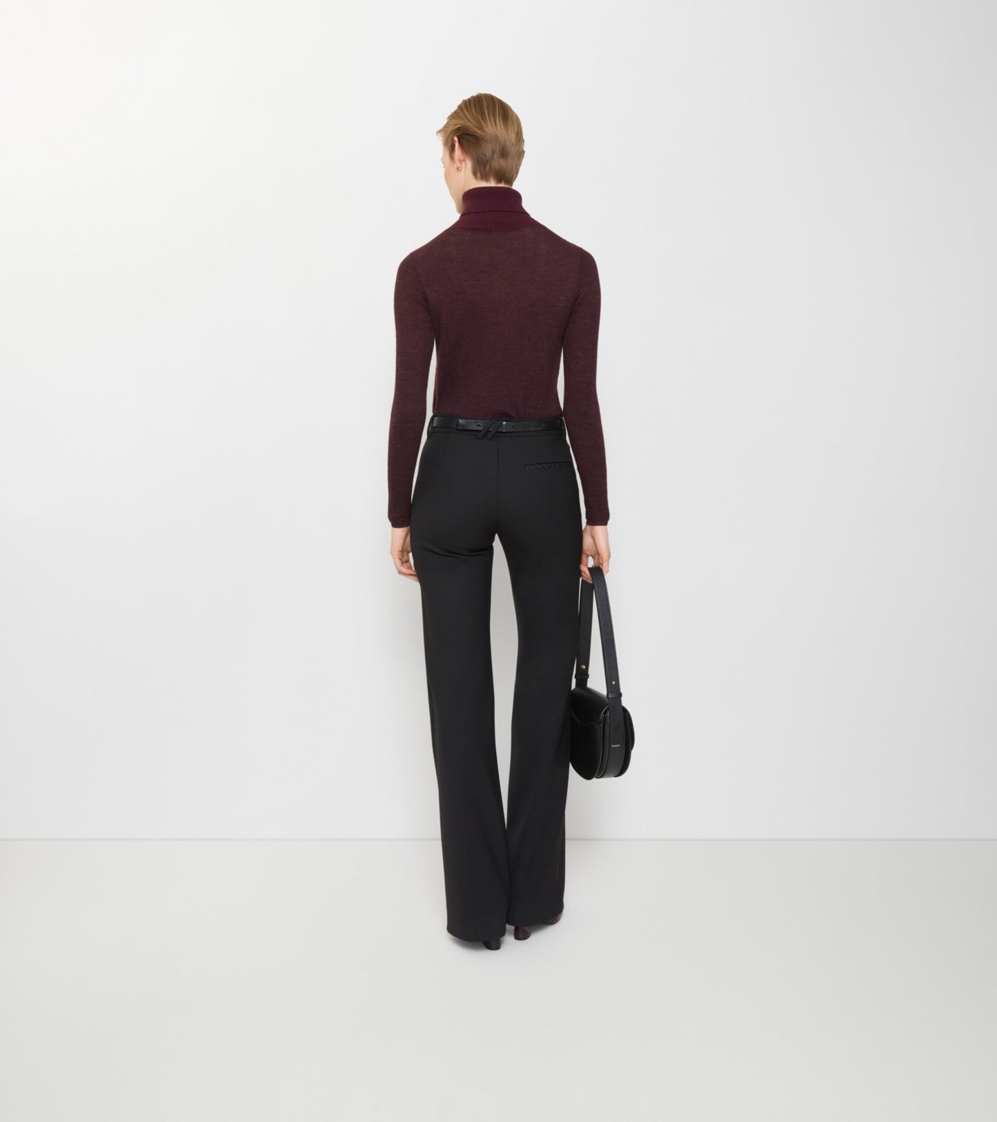 Wool Blend Tailored Trousers in Black
