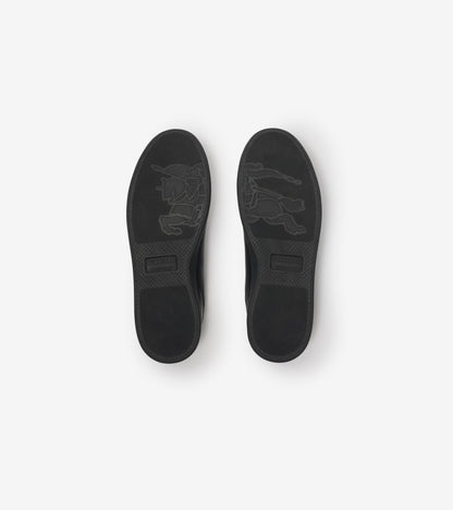 Leather Set Sneakers in Black/sand beige