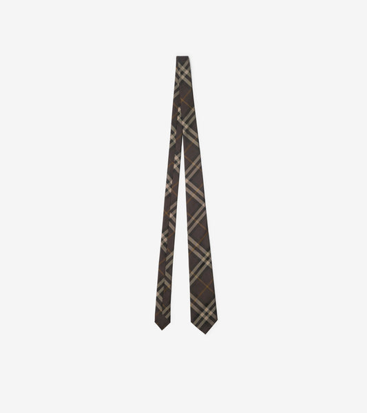 Check Silk Tie in Truffle brown