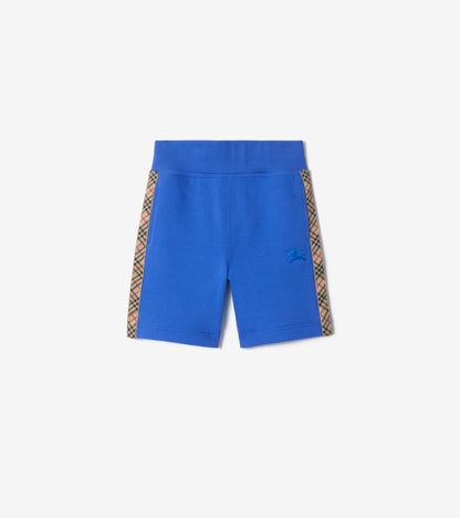 Check Trim Cotton Shorts in Hyacinth blue
