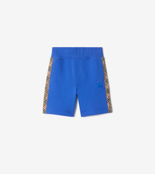 Check Trim Cotton Shorts in Hyacinth blue