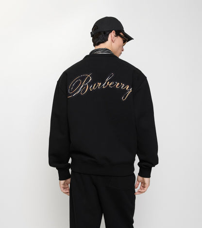Check Cursive Logo Cotton Sweatshirt in Black