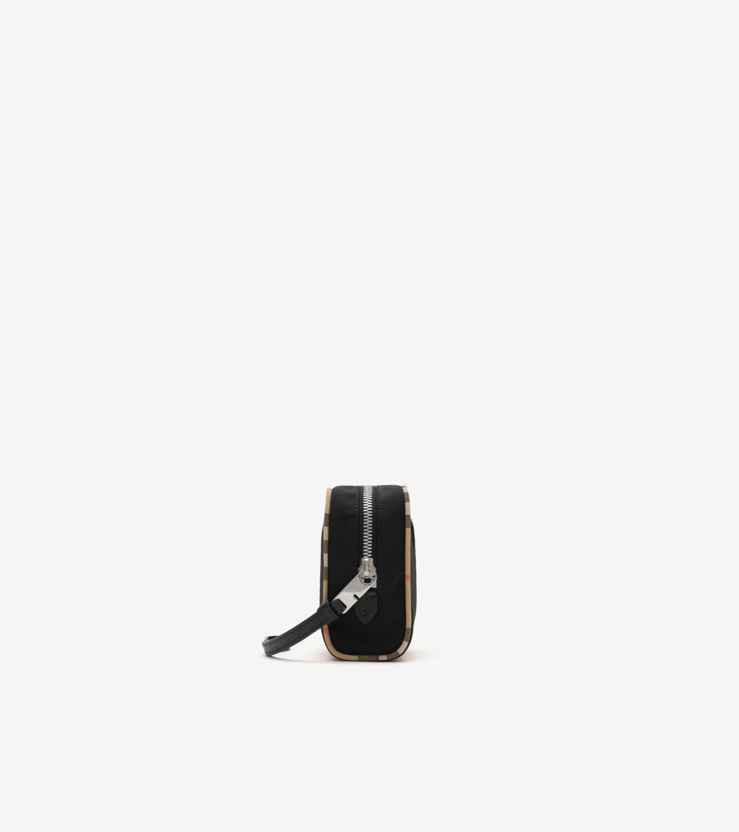 Small Check Trim Travel Pouch in Black