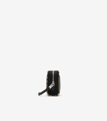 Small Check Trim Travel Pouch in Black