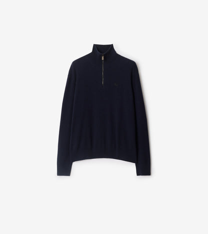 Cashmere Blend Half-zip Sweater in Scorched brown