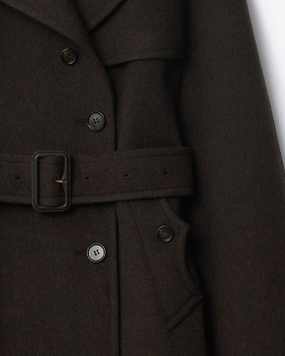 Cashmere Belmont Trench Cape in Cog brown melange