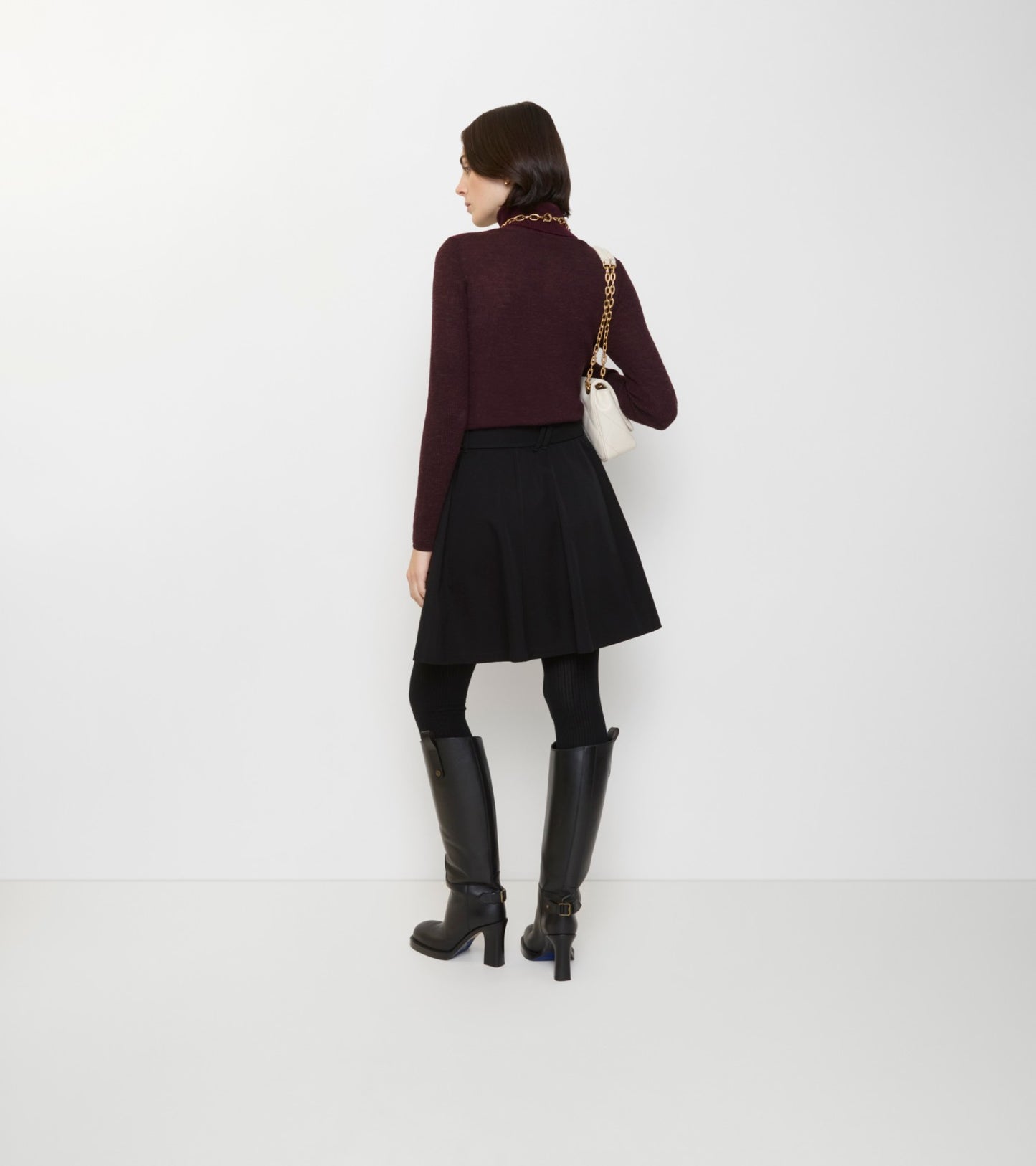 Gabardine Trench Mini Skirt in Black