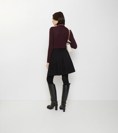 Gabardine Trench Mini Skirt in Black