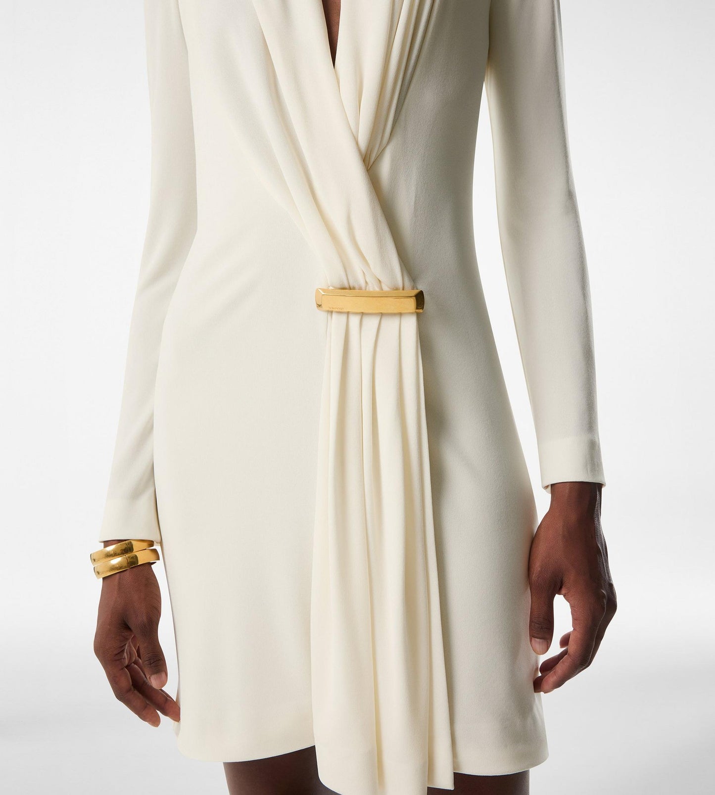 V-Neck Long Sleeve Cocktail Dress With Bar Detail