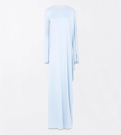 Washed Jersey Asymmetric Evening Dress With Open Back