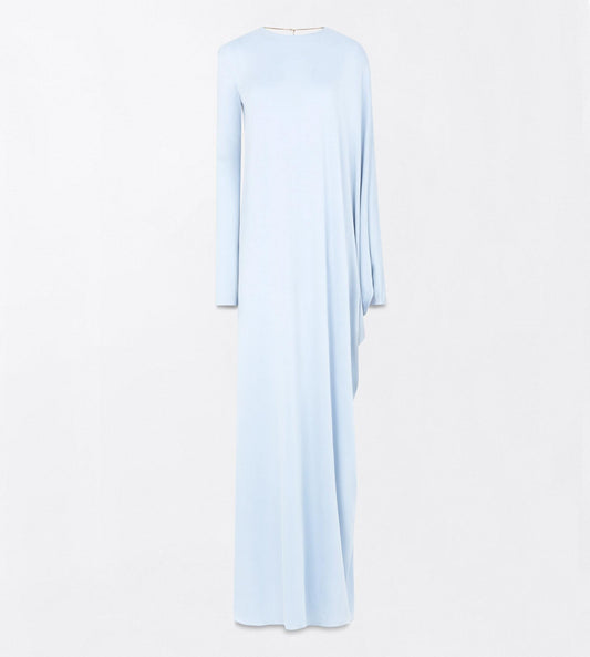 Washed Jersey Asymmetric Evening Dress With Open Back