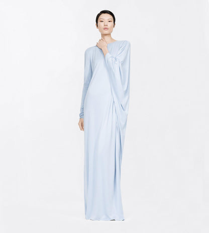 Washed Jersey Asymmetric Evening Dress With Open Back