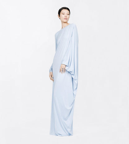 Washed Jersey Asymmetric Evening Dress With Open Back