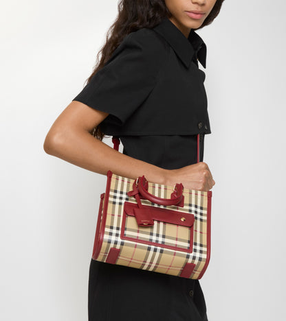 Mini Freya Tote in Archive beige/ruby red
