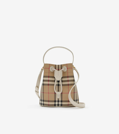 Mini Check Bucket Bag in Archive beige/ruby red